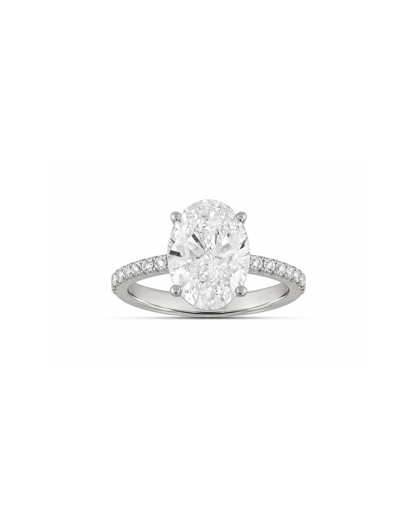 Oval Cut Diamond Ring With Eternity Setting