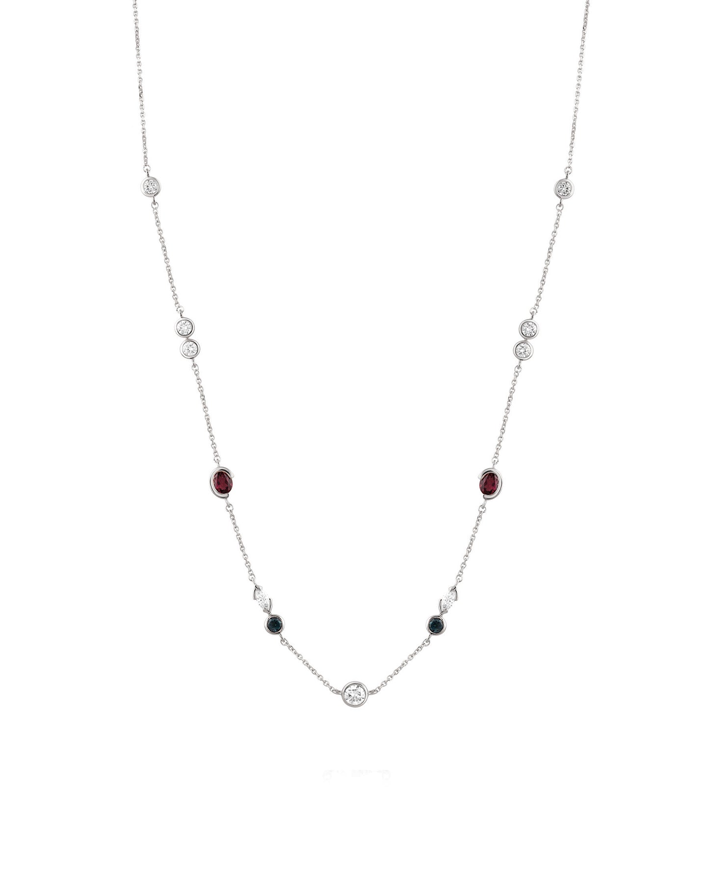 Diamond Necklace with Rubies and Sapphires