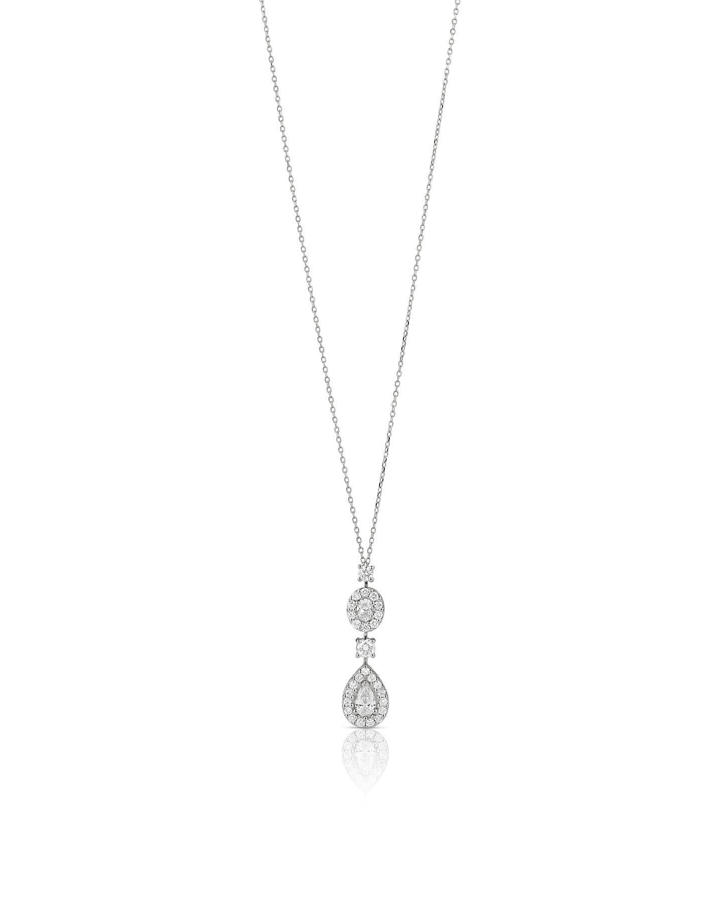 Pear Oval and Round Shaped Diamond Necklace
