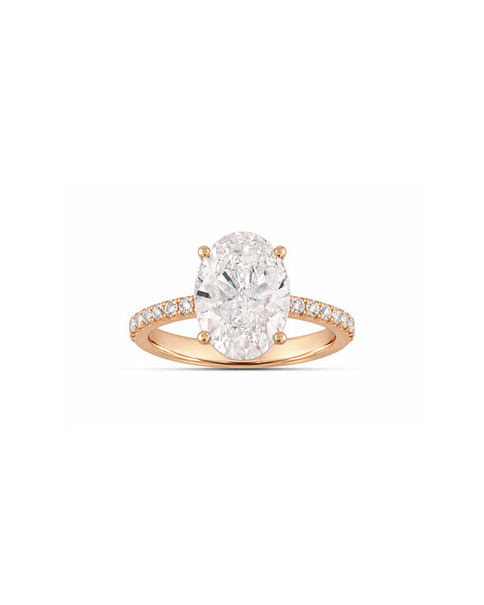 Oval Cut Diamond Ring With Eternity Setting