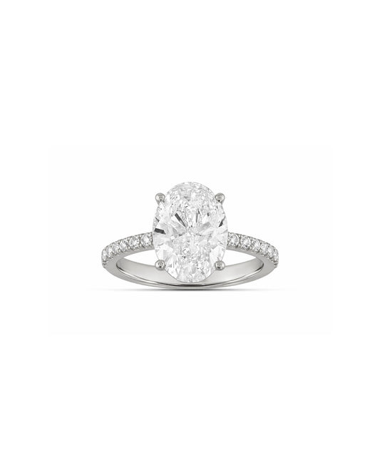 Oval Cut Diamond Ring With Eternity Setting