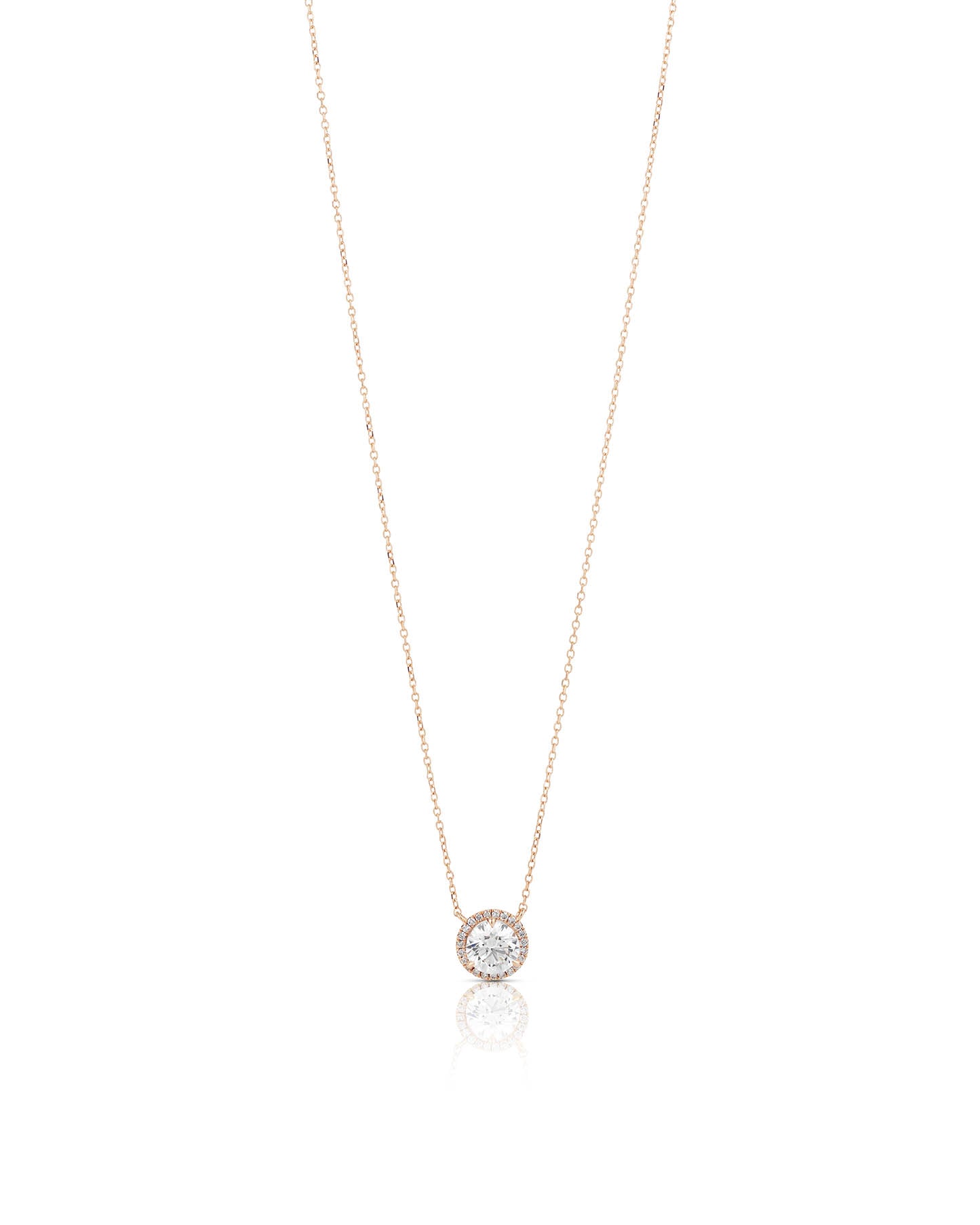 Round Diamond Necklace with Halo Diamond Setting