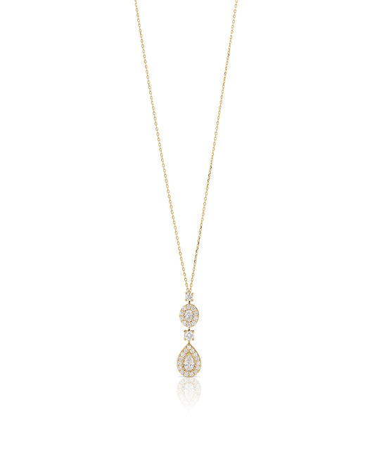 Pear Oval and Round Shaped Diamond Necklace