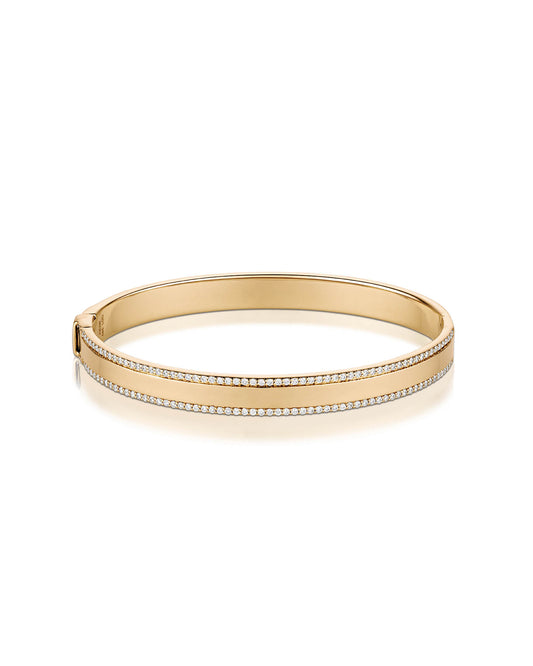 Solid Gold Bangle Framed with Diamonds