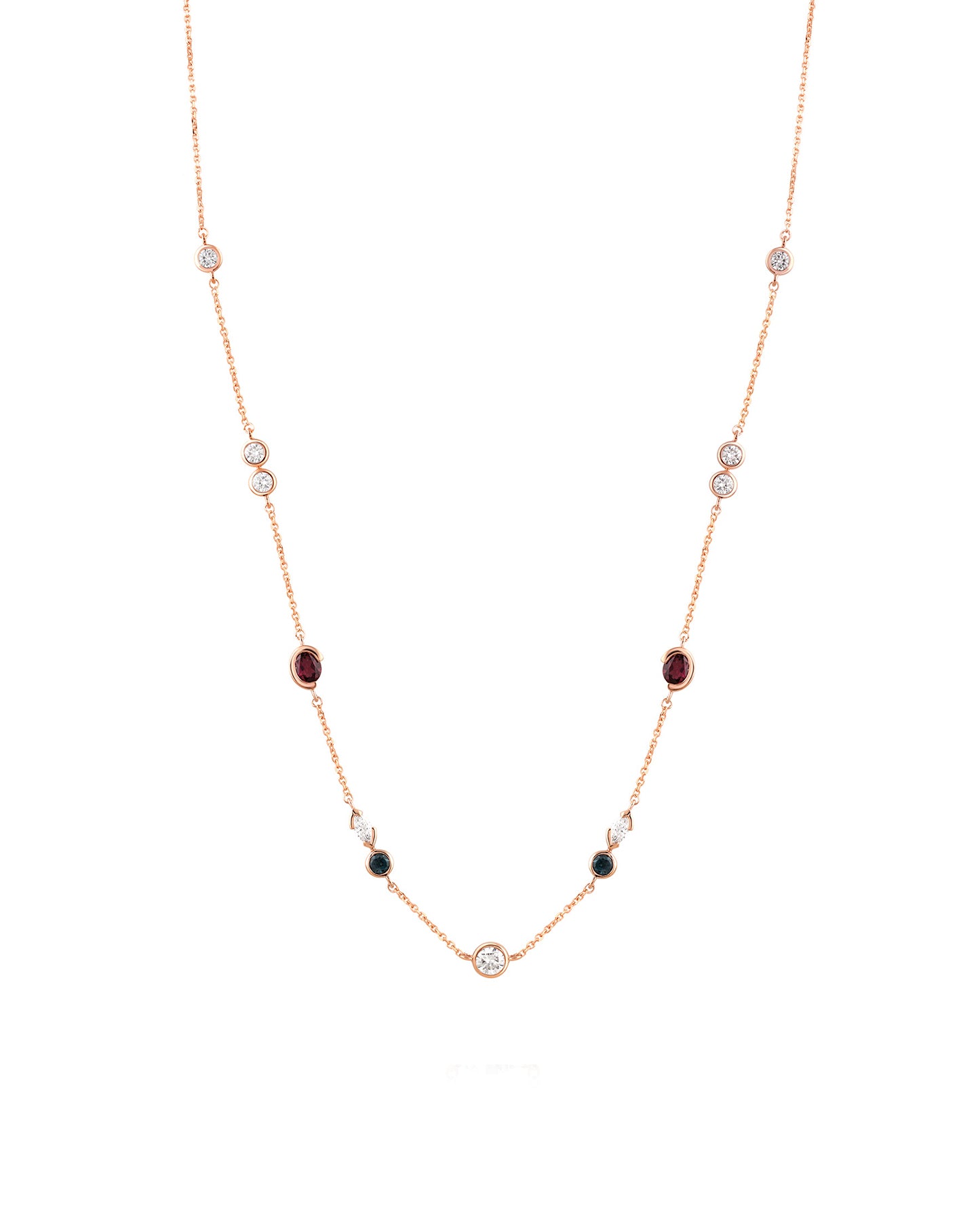 Diamond Necklace with Rubies and Sapphires