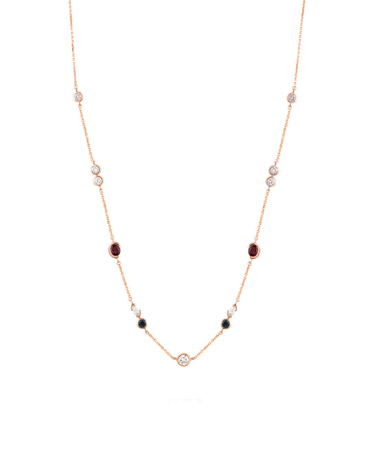 Diamond Necklace with Rubies and Sapphires