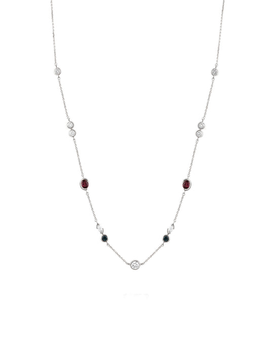 Diamond Necklace with Rubies and Sapphires
