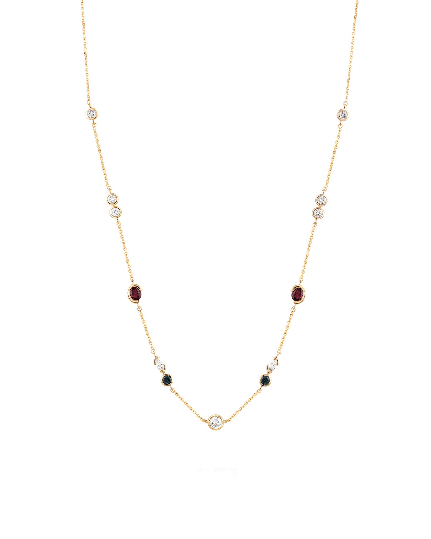 Diamond Necklace with Rubies and Sapphires