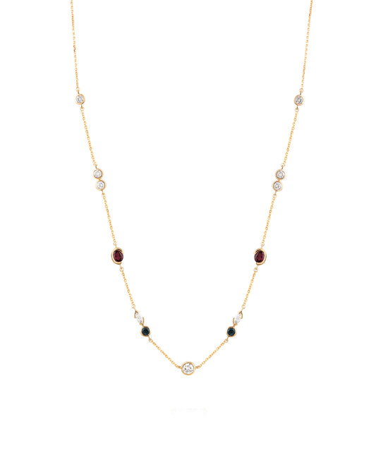 Diamond Necklace with Rubies and Sapphires
