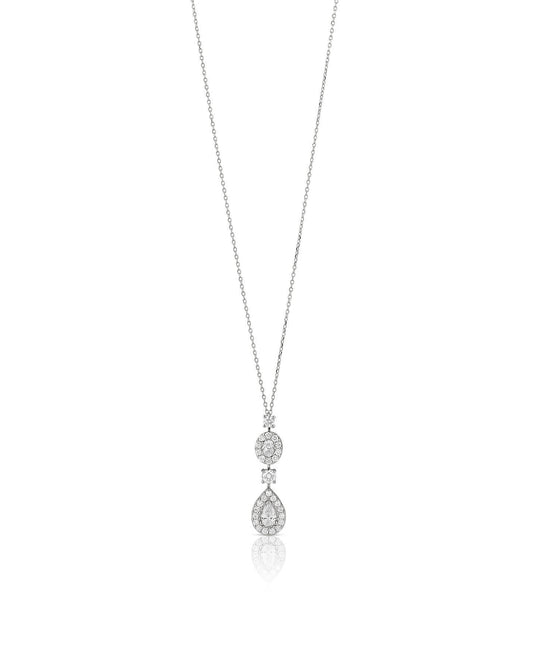Pear Oval and Round Shaped Diamond Necklace