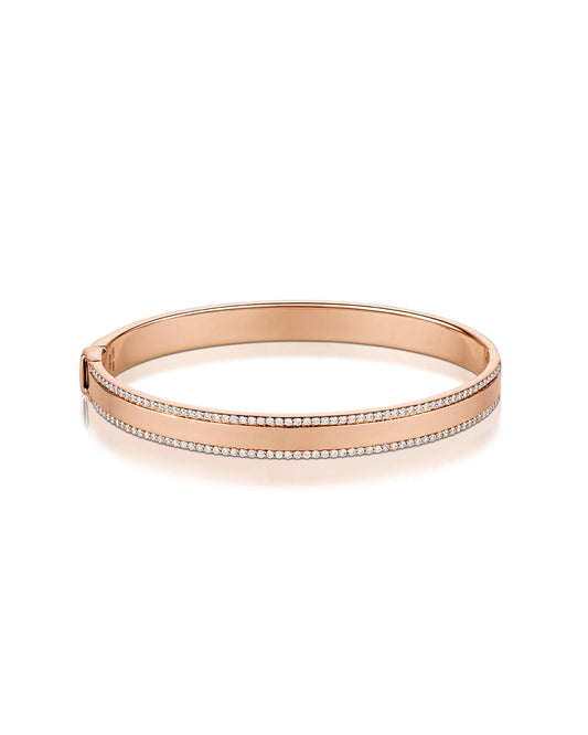 Solid Gold Bangle Framed with Diamonds